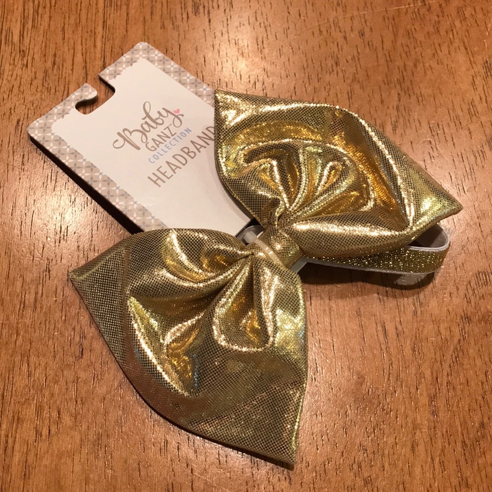 New! Gold bow infant headband